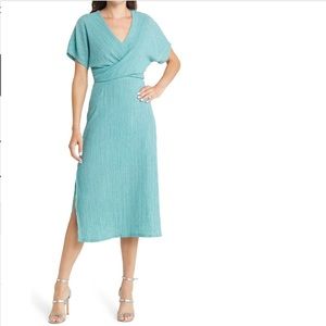 Floret V-Neck Midi Dress Oil Blue Aqua